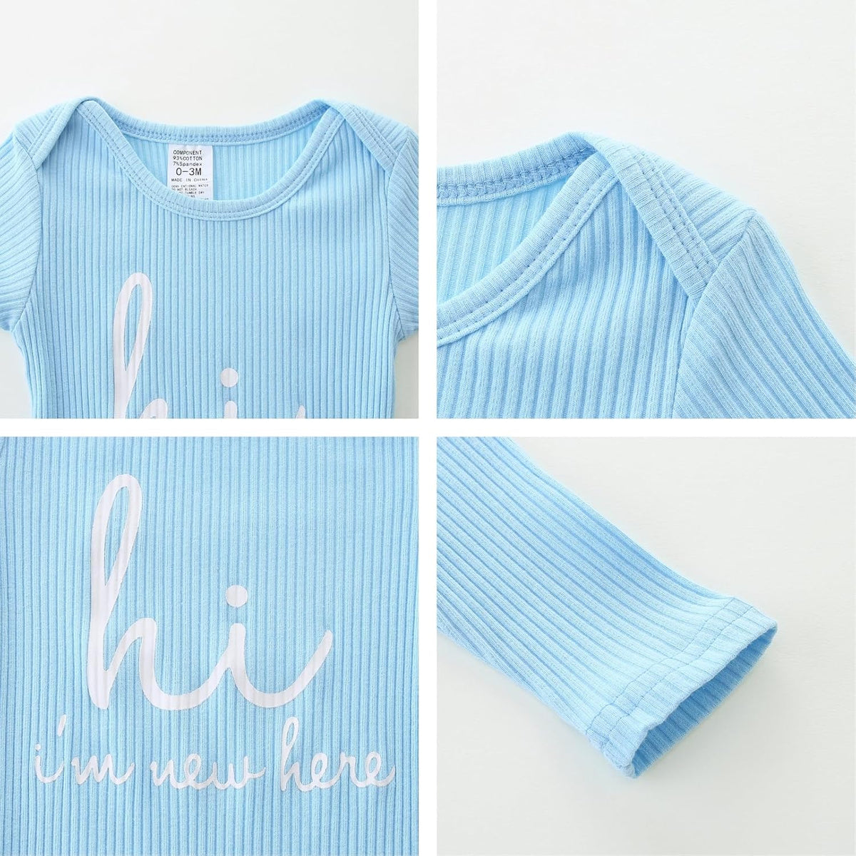 Baby Romper with Baby Mittens & Newborn Hats Footless Long Sleeve