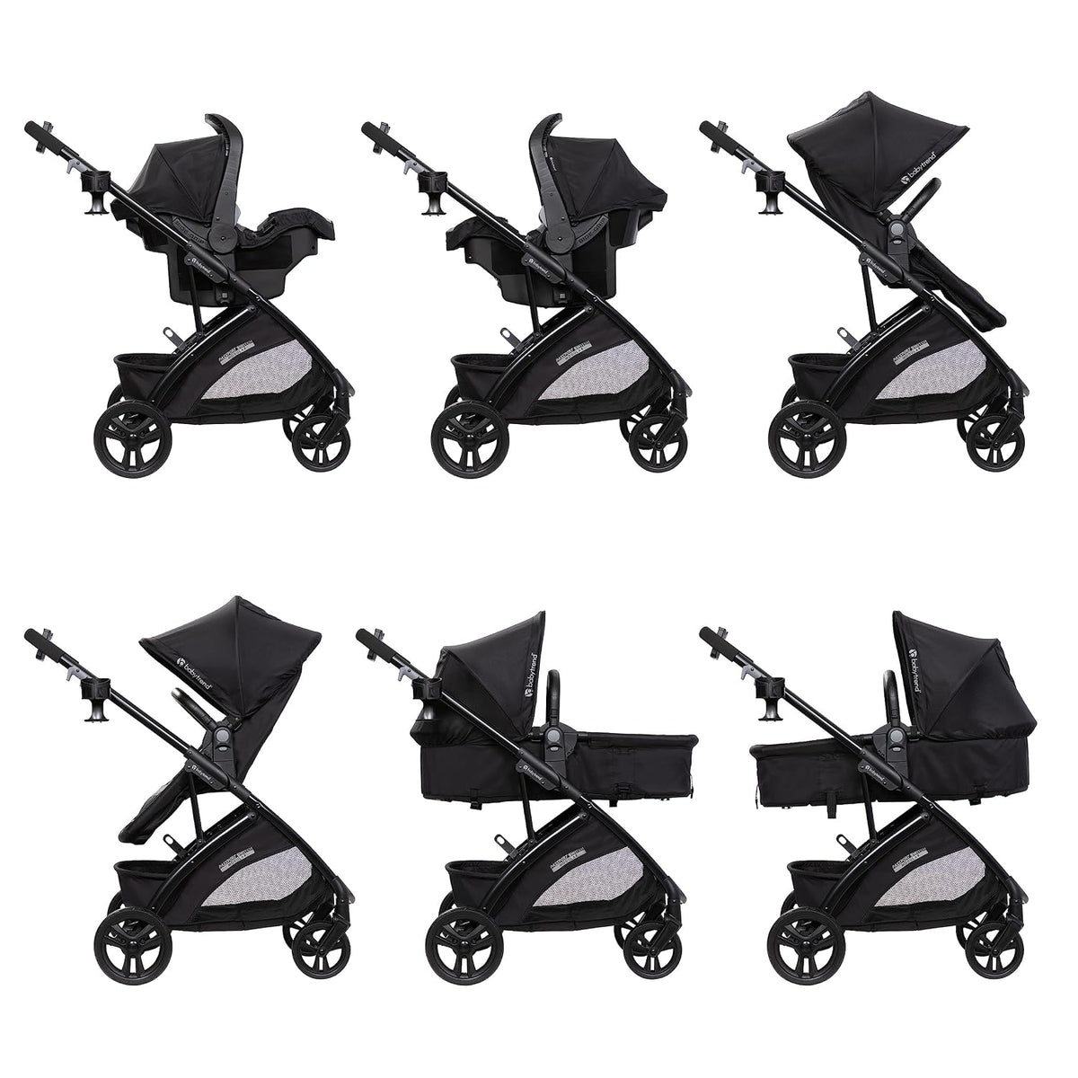 Baby Trend Passport® Switch 6-in-1 Modular Stroller Travel System with EZ-Lift™ Plus Infant Car Seat, Dash Black
