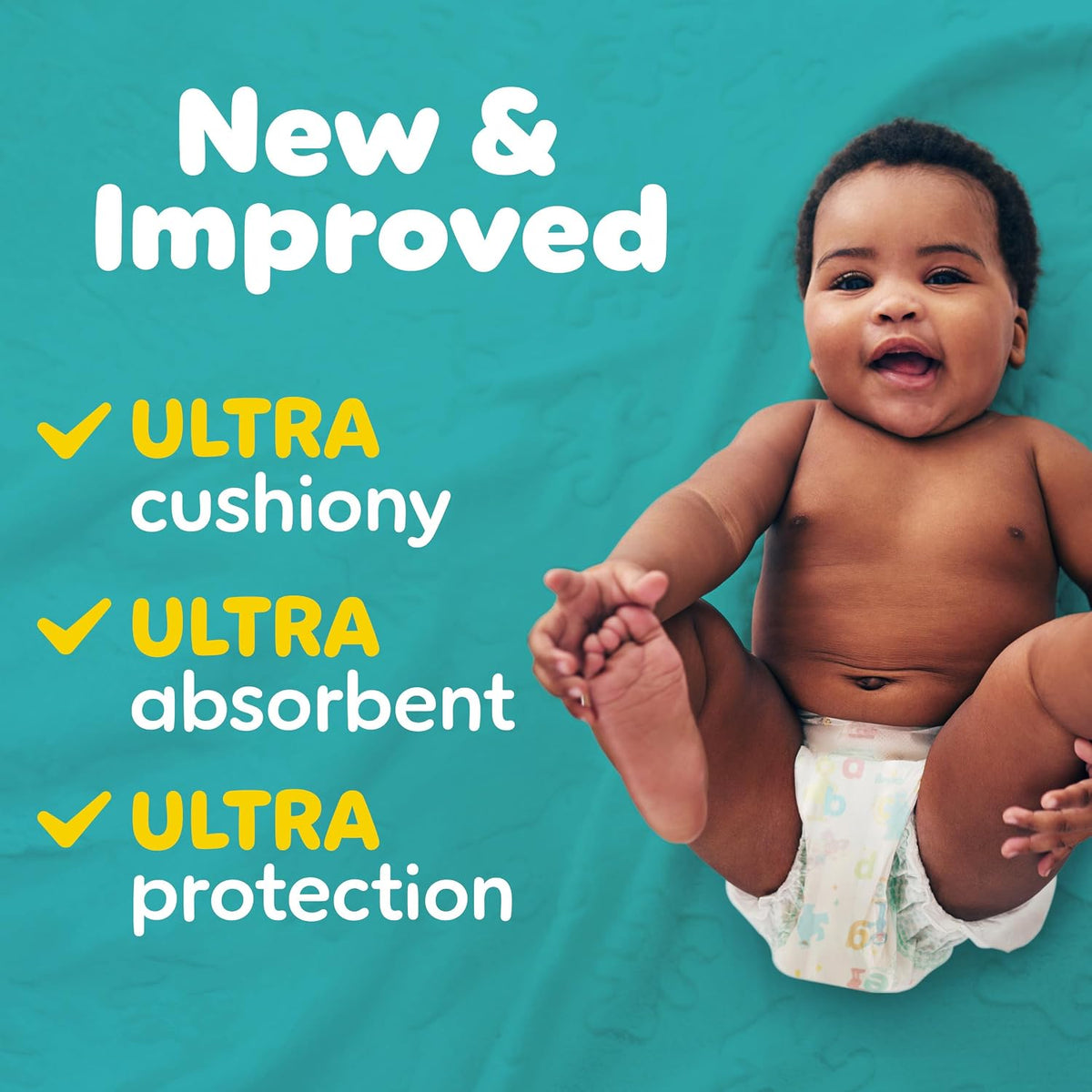 Pampers Baby Dry Ultra Cushiony Diapers, Size 1 (8-14 lbs), 120 Count, Up to 100% Leakproof
