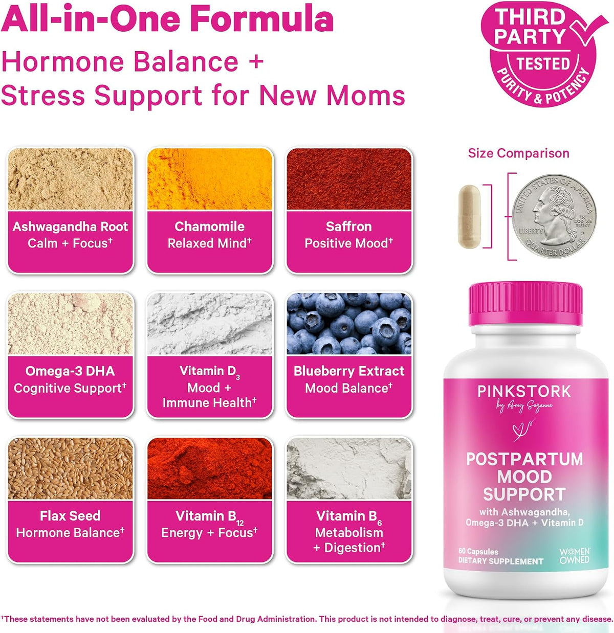 Pink Stork Postpartum Mood Support, 30-Day Supply
