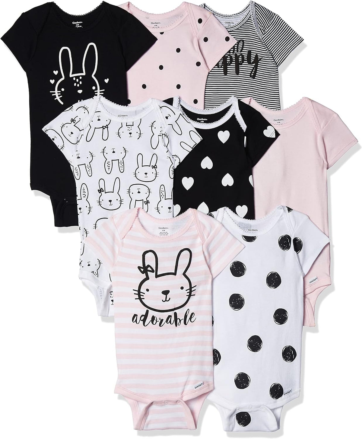 Gerber Baby Girls' 8-pack Short Sleeve Onesies Bodysuits