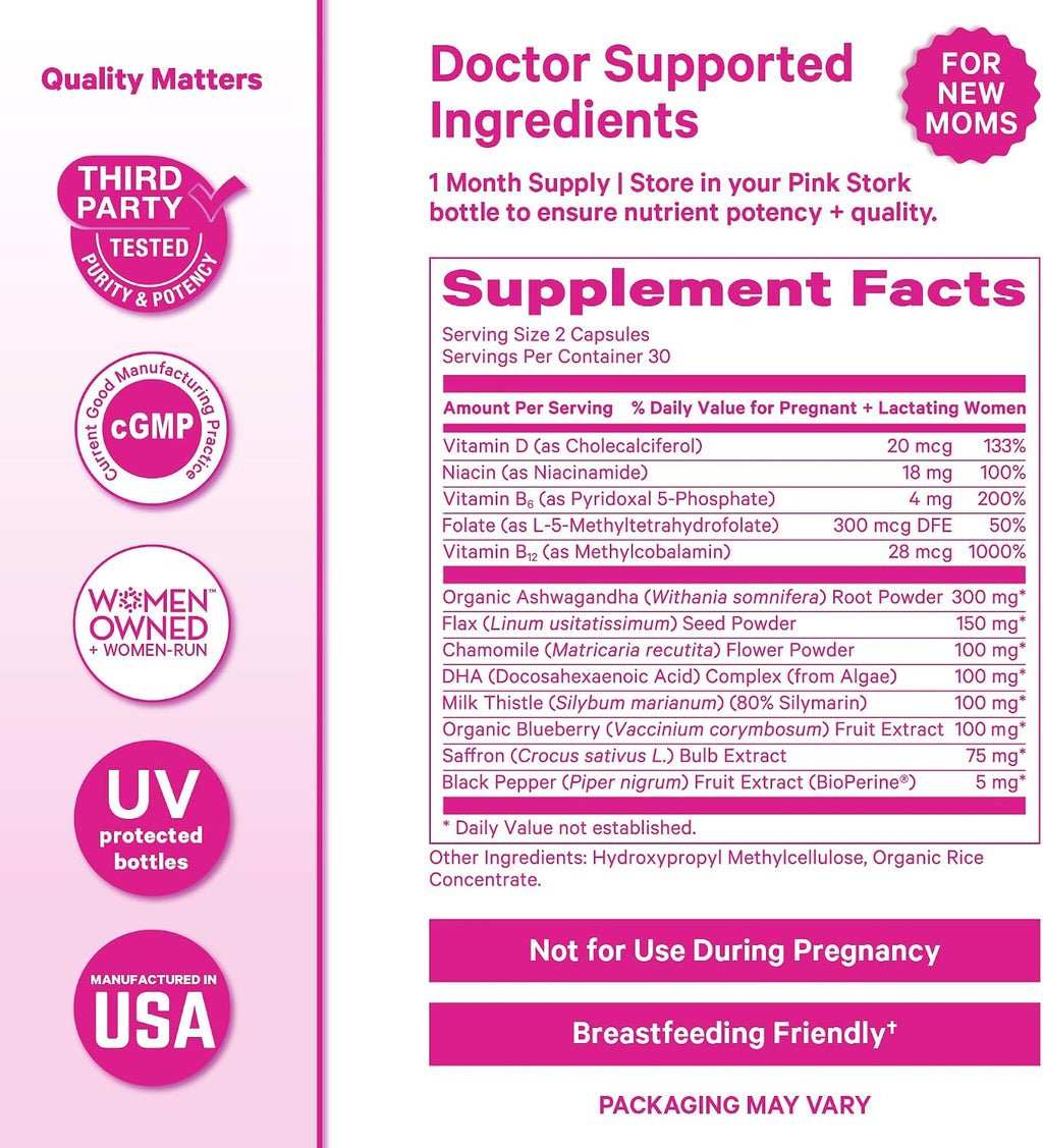 Pink Stork Postpartum Mood Support, 30-Day Supply