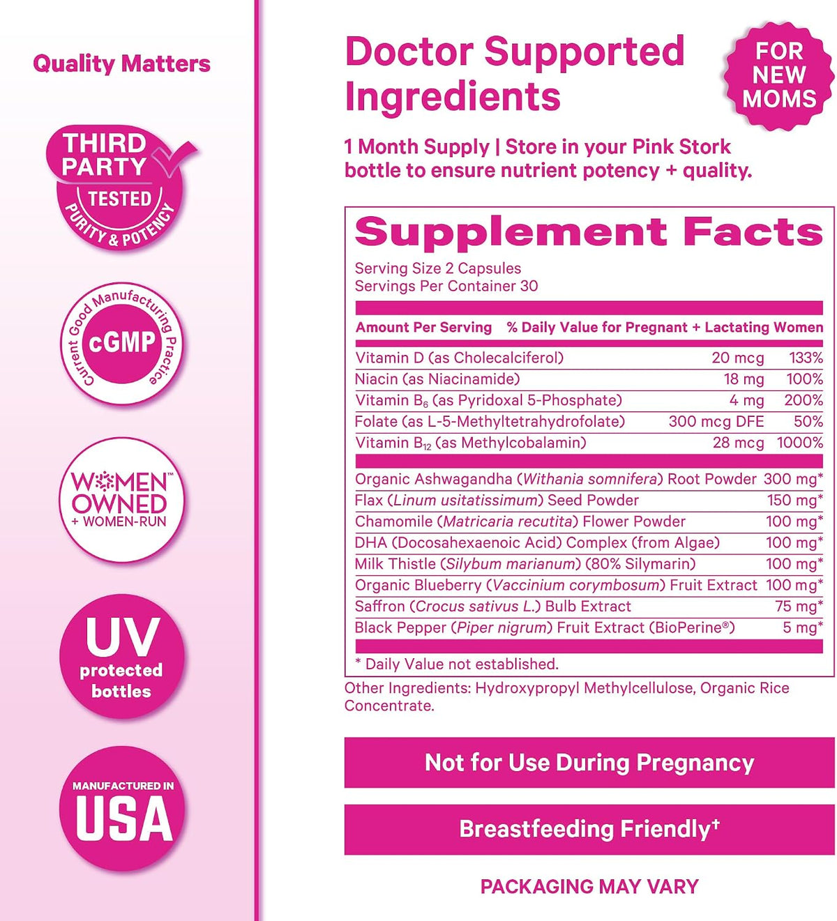Pink Stork Postpartum Mood Support, 30-Day Supply