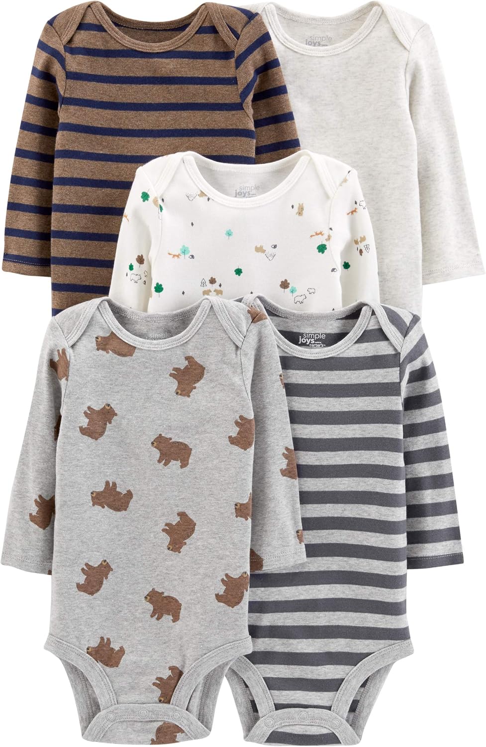 Simple Joys by Carter's Baby Boys Long-Sleeve Bodysuit Pack of 5Bodysuit