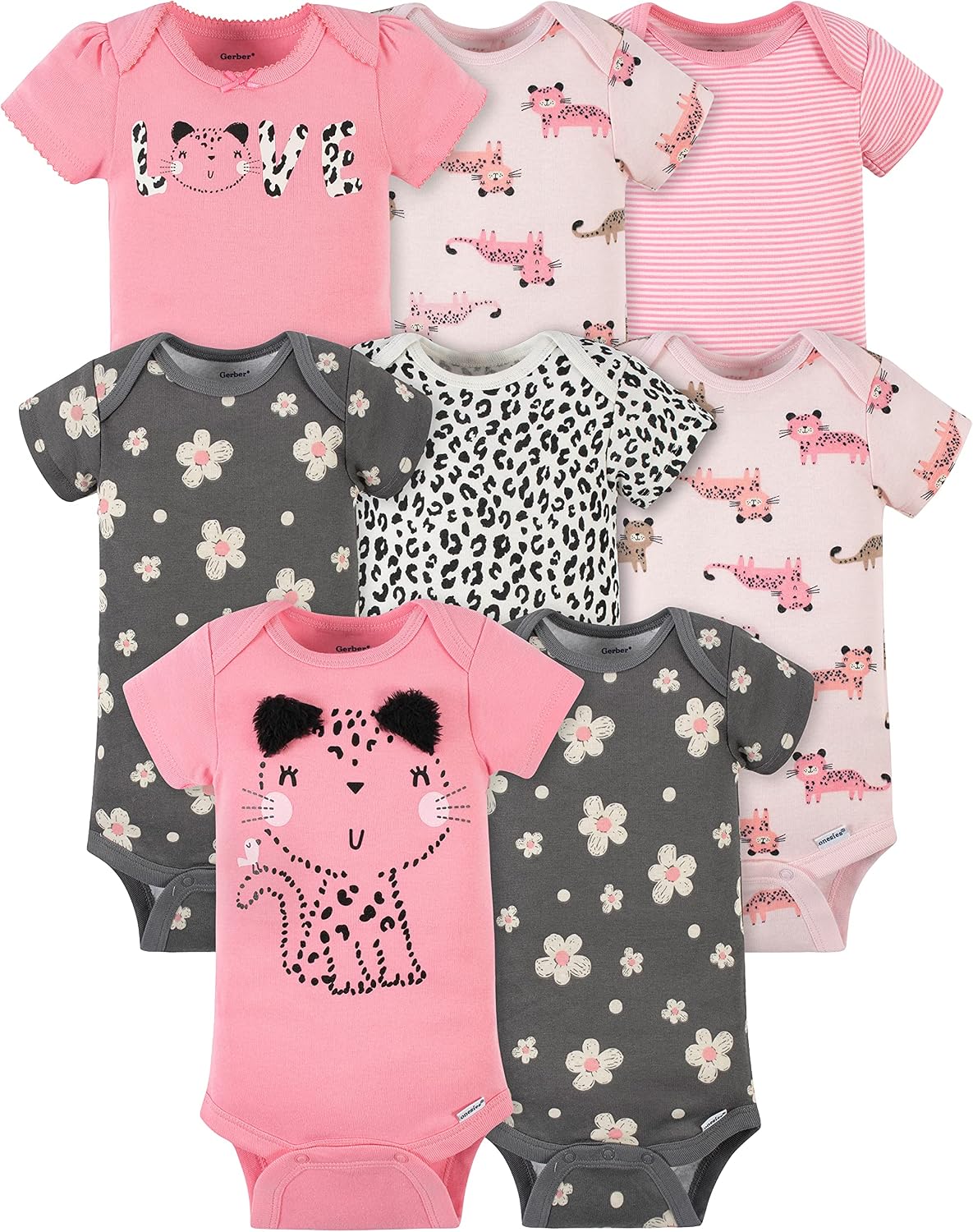 Gerber Baby Girls' 8-pack Short Sleeve Onesies Bodysuits