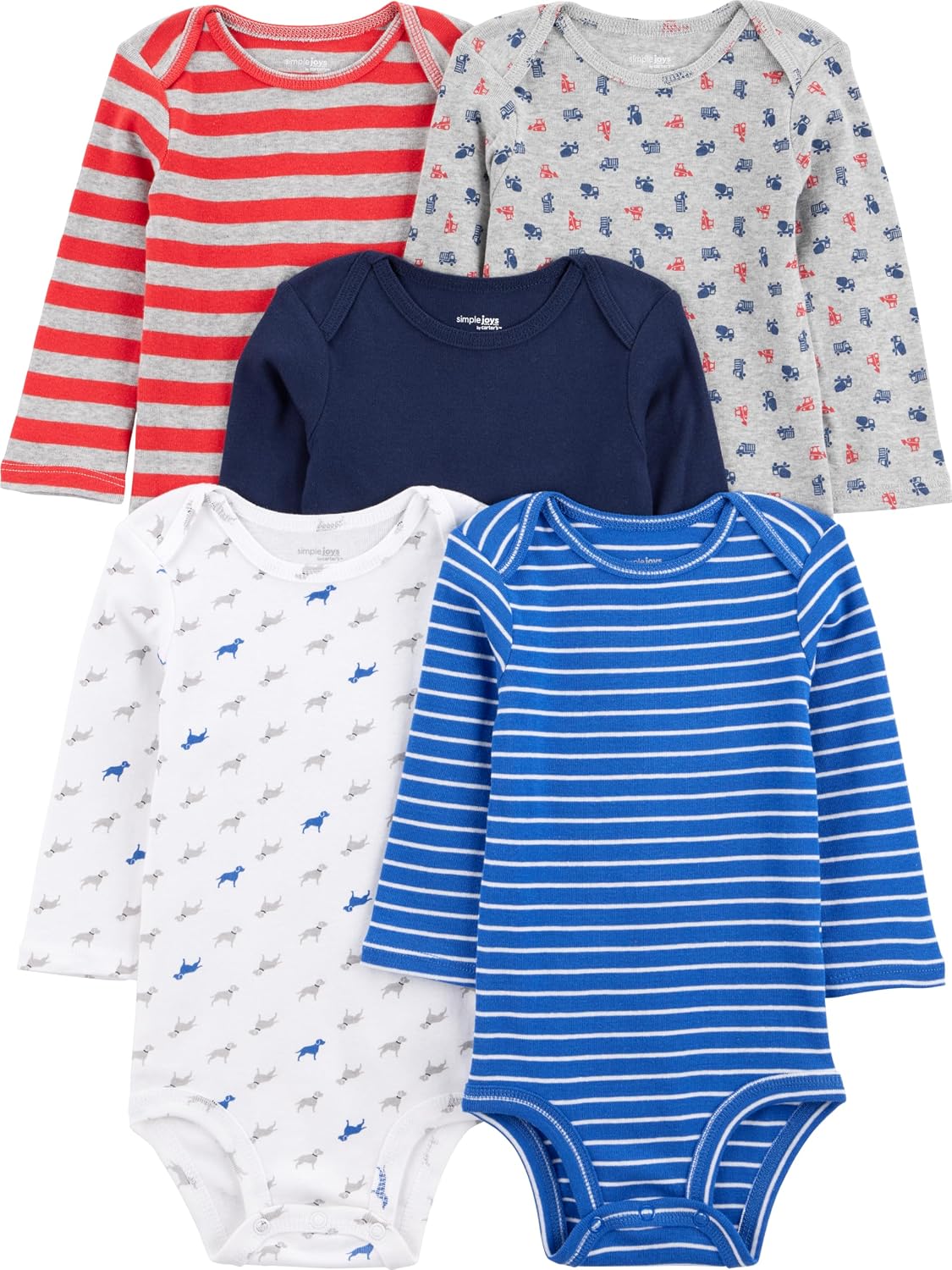 Simple Joys by Carter's Baby Boys Long-Sleeve Bodysuit Pack of 5Bodysuit
