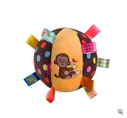 Super Soft Baby Hand Ball Catching Plush Bell Pacifying Ball Label Cloth Ball Toy Lathe Hanging