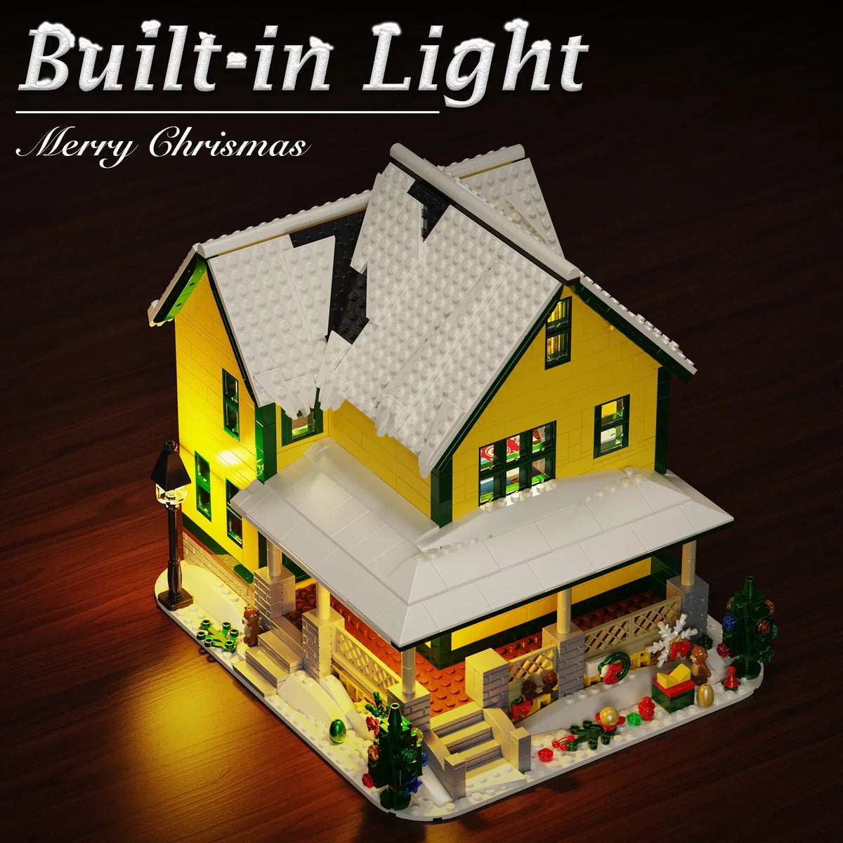 Christmas Story House Building Blocks Toys Kit Winter Snow House Model with Interior Details and LED Light,Children Xmas Gifts