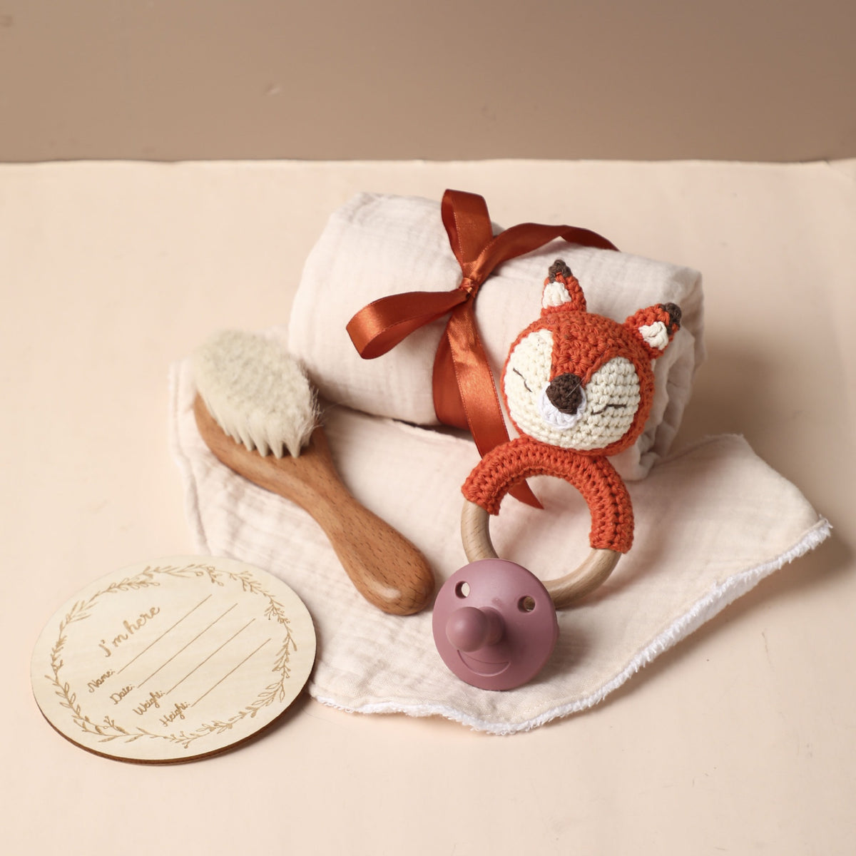 Full moon birth with hand gift, bath towel, wool brush, baby shower mouth, water towel, pacifier set