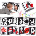 Black and White High Contrast Baby Toys 0-6-12 Months Soft Sensory Books Newborn Toys 0-3 Months Tummy Time Montessori Toys for Babies Brain Development Baby Essentials Infant Book Mirror Shower Gifts