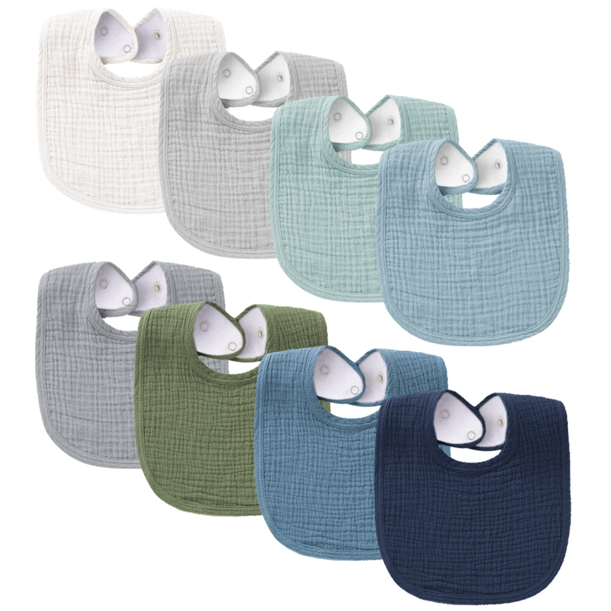 Konssy Muslin Baby Bibs 8 Pack Baby Bandana Drool Bibs Cotton for Unisex Boys Girls 8 Solid Colors Set for Teething Drooling